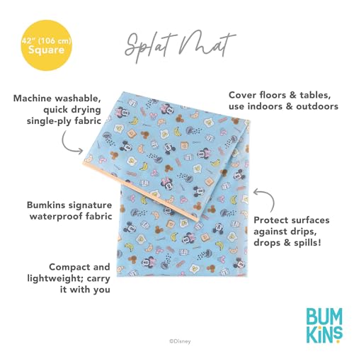 Bumkins Disney Baby Splat Mat for Under High Chair, Babies Toddlers Eating Mess Mat, Waterproof Reusable Cloth for Arts and Crafts, Play Mat for Kids, Floor or Table, Fabric 42inx42in, Mickey & Minnie - color: C5 Mickey & Minnie
