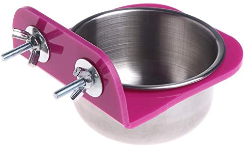 Bird Cage Feeder Cup Stainless Steel Food Water Feeding Bowl Cup with Plastic Holder Cage Accessories for Small Parakeet Budgie Cockatiel Lovebird Conure Pet Supplies (L)