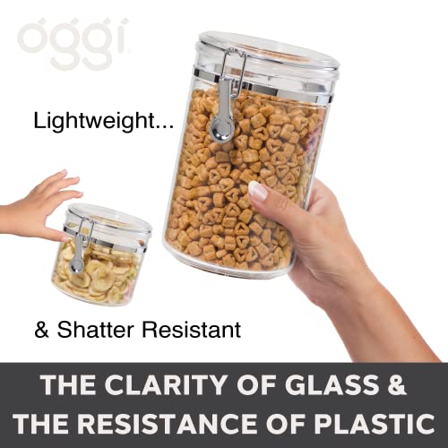 Oggi Large Clear Canister with Clamp Lid, 72 oz - Large Airtight Food Storage Container, for Kitchen & Pantry Storage of Bulk, Dry Foods, Pasta, Flour, Sugar, Coffee, Rice, Tea, Spices & Herbs - size: 72-Fluid Ounce
