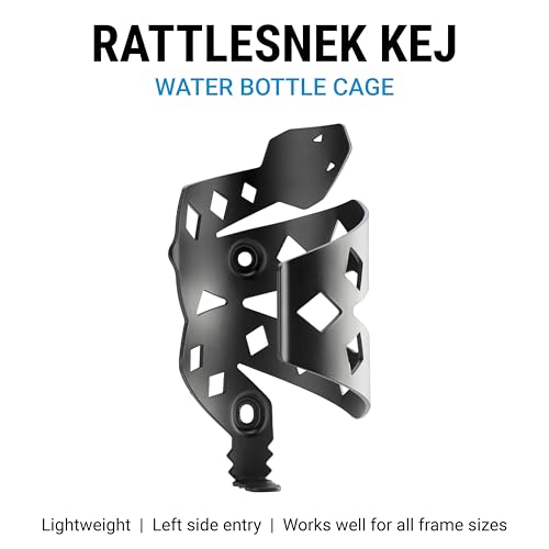 Portland Design Works Water Bottle Cage - Lightweight Water Bottle Holder For Bikes, RATTLESNEK KEJ, Black - Left Opening - style: RATTLESNEK KEJ - Black - Left Opening