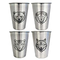 4 Pack 16oz Conical Stainless Steel Cups - Laser Engraved Animals, Stackable Durable Metal Cold Drink Cups for Parties & Outdoor Events (Bear/Lion/Tiger/Wolf) - color: Wild Animal 1