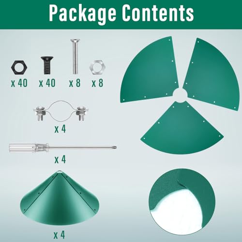 4 Sets 18 Inches Squirrel Baffle for Bird Feeder Pole, Outside Pole Mount House Guard Bird Feeder Baffle for Shepherd's Hook, Preventing from Squirrels, Raccoons(Green) - color: Green