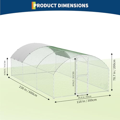 Large Walk-in Metal Chicken Coop for 30 Chickens,Heavy Duty Reinforced Wire Mesh Run with All-Weather Waterproof & Anti-UV Cover,Secure Lock - Outdoor Poultry Pen for Chickens,Ducks (Dome Roof) - size: large Dome Roof