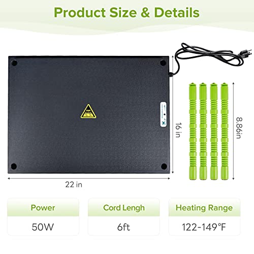 Tetuga Brooder Heat Plate 16 X 22” Chick Heating Plate Warm Up to 50 Chicks | Chicken Heater Plate with Adjustable Height & Angle, Energy-Efficient 50W Chick Warmer Safer Than Brooder Lamp - size: 16x22 Inch
