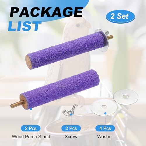 Bird Perch Stand, Colorful Paw Grinding Stick, Wood Rough-surfaced Perch Parrot Stand 10 x 2 Cm, (Purple, 2 Pcs), Intended for Home/Animal Parks/Pet Stores - color: Purple, size: 10 x 2 cm / 3.94 x 0.71 inch