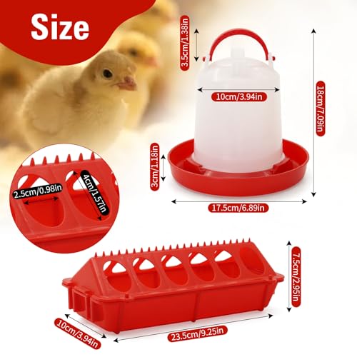 Chick Feeder and Waterer Set,Automatic 1L Hanging Chicken Waterer and Plastic Flip Top Chick Feeder for Baby Chicks,Ducks,and Quail,Brooder Starter Kit
