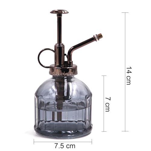 Glass Plant Spray Bottle, Grey 6.7 oz Plant Mister for Inside Decor | Vintage Style Spritzer, Indoor Plant Spray Bottle, 6.3" Tall, 200ml/6.7oz, Small One Hand Watering Can for Garden Cleaning - color: E-Grey
