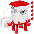 3 Gallon Chicken Waterer with 10 Chicken Water Cups, No Spill Poultry Waterer Bucket with Stand Legs, Hooks and Screws, Chicken Water Feeder for Coop, Ducks, Hens, Farm (Red, Auto-1pcs) - color: Red, size: Auto-1pcs