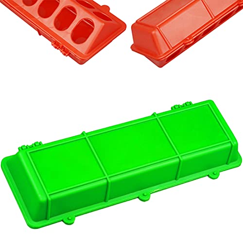 2Pcs Plastic Flip Top Chicken Feeders Plastic Small Poultry Feeder Drinker, Poultry Feeding Tray with Holes Poultry Trough Tool for Farm Chick Feeder