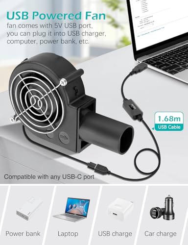 97mm x 33mm USB Centrifugal 5V Air Blower Brushless Fan with Tube for Replacement Fireplace Forge Smoker BBQ Electronic Cabinet Squirrel Cage Cooler - size: 9733-USB