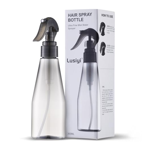 Continuous Spray Bottle for Hair 10oz, Ultra Fine Water Spray Bottles for Cleaning, Plant, Pets (Plastic, 300ml) - color: black