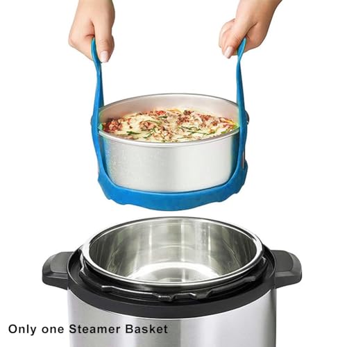 Silicone Sling Lifter, Cooker Sling With Handles Cooling Drying Rack Bakeware Sling Egg Steamer Rack for Cooking, Roasting, Drying(COLOR:Blue/6.5 Inch)