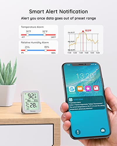 Govee Indoor Hygrometer Thermometer 2Pack H5075 with Bluetooth App Control | Room Temperature Humidity Meter, 164ft Remote Monitor, Smart Alerts, 2 Years Data Storage Export, for Bedroom Wine Cellar - color: Grey, size: 2 Pack