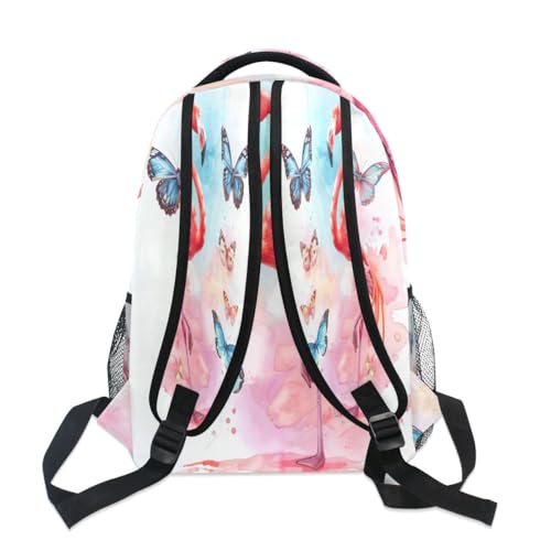 Butterflies Flamingo Backpack School Bag Travel Daypack for Boys Girls - color: Multicolor 7