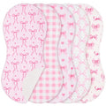 SmoothNovelty 5 Pack Pink Bow Baby Burp Cloths Soft Absorbent Burping Rags for Newborns 19"x9" Spit up Cloths for Boy Girl Newborn Baby Shower Registry Gifts Set Nursery Decor - style: Pink Bow