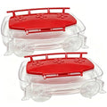 Window Hummingbird Feeder 2 Pack, Plastic Bird Feeding Tray with 3 Feeding Ports & Suction Cup Mount, Easy to Clean & Refill, Great Gift for Bird Watchers, 8-Ounce