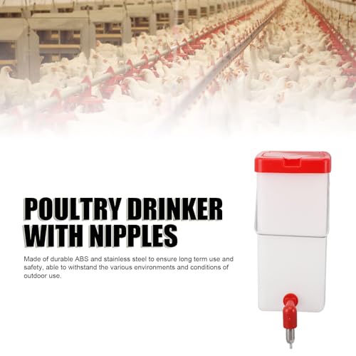 Chicken Feeder, Chicken Waterer Nipples Leak Proof Large Capacity Poultry Bucket Waterer Set Hanging Poultry Drinker Poultry Waterer for Farm Chickens, Ducks, Geese, Turkey