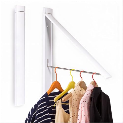 Clothes Drying Rack Folding Indoor,Laundry Room Organization,Wall Mounted Drying Racks for Laundry,Laundry Drying Rack Collapsible,Laundry Drying Rack,Retractable Clothesline (Pearl White) - color: Pearl White