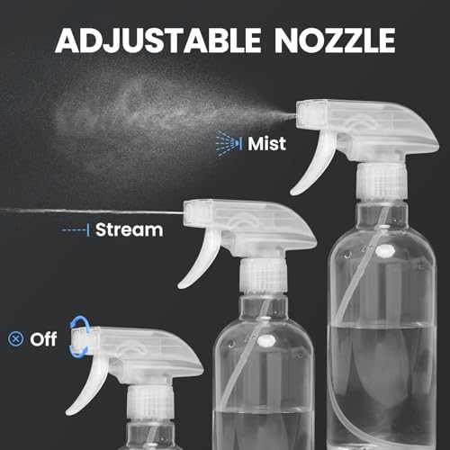 DIYSELF 4 Pack Spray Bottles, 500ml / 16oz Empty Plastic Water Spray Bottle | Fine Mist Clear Spray Bottle for Cleaning, Hair, Plants, Alcohol, BBQ, Garden, Travel, Squirt Bottle Lab Weighing Bottles - color: Clear, size: 4-Pack