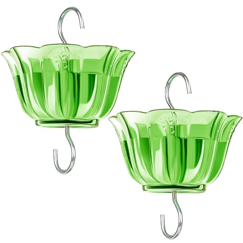 Kingsyard 2-Pack Ant Moat for Hummingbird Feeders, Ant & Bee Guard | 5 oz Capacity, Nectar Feeder Accessory, Hanging Hooks, 3/5" Large DiameterInsect, Flower shape, Easy to Clean & Refill, Green
