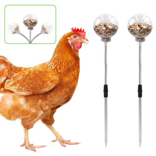 Chicken Treat Dispenser, Chicken Enrichment Toys with Spring and Ground Stake, Feeder for Coop, Coop Accessories for Hens, Geese, Ducks, Turkeys, Other Poultry - color: Hard Spring