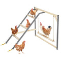 PETSFIT Chicken Perch, Solid Wood & Rustproof Iron Roosting Bar with Swing | Fits 8-10 Chickens, Promotes Natural Exercise, Easy to Assemble and Clean, Backyard Coops and Farms, All-Weather Outdoor Use - size: 43"Lx36"Wx32"H
