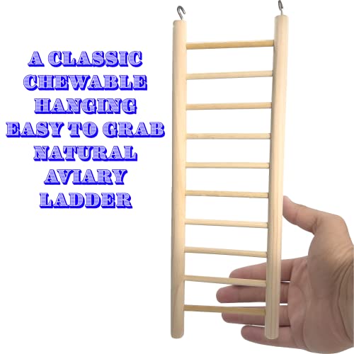 4000 12 Inch Natural Pine Hook Ladder - Straightforward Hanging Wood Ladder, Made from Natural Unfinished Pine Wood, Easy to Grab Round Parts, Great Exercise for pet Birds Budgie Finch Lovebird
