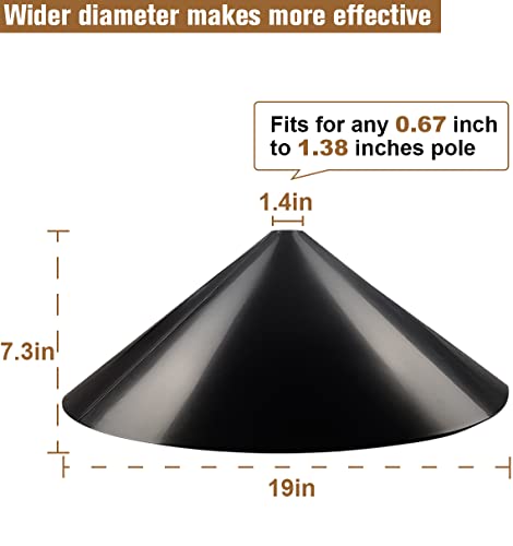 Squirrel Baffle for Bird Feeder Pole, Outside Pole Mount Bird House Guard for Outdoor Shepherd’s Hook, 19 Inch Diameter, 2 Packs - size: Pole mount-2