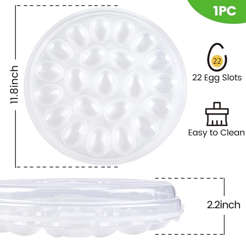 HANSGO Deviled Egg Containers with Lid, Deviled Egg Platter Carrier, Clear | Deviled Eggs Tray With 22 Slots for Party, Home Kitchen and Other Festival - color: Transparent