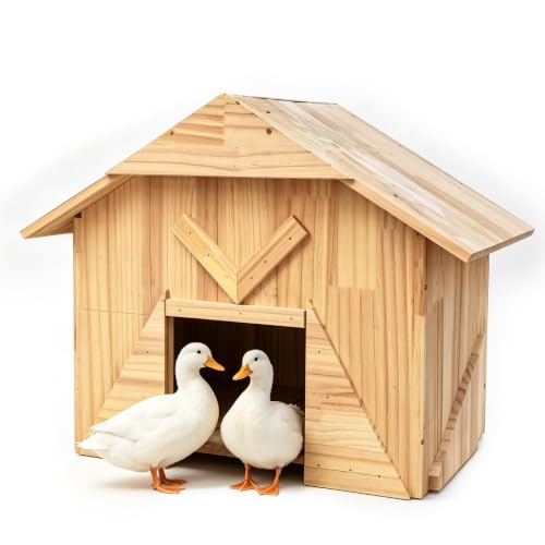 Handcrafted Extra Large Solid Wood Duck Coop - Spacious Outdoor Poultry House for Ducks, Chickens & More, Easy Backyard Mounting Kit
