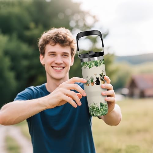 Garden Gifts for Plant Lovers - 30oz Insulated Stainless Steel Tumbler with Handle, Cute Leak-Proof Water Bottle for Cat Lovers Gardeners, Gardening is my therapy, Gifts for Gardening Days - color: Garden1