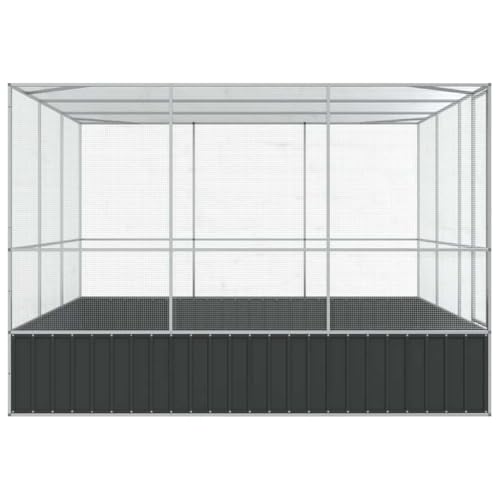 Large Outdoor Bird Aviary, 10x10x7ft Galvanized Steel Walk-in Parrot Cage with Lockable Door and Mesh Grid for Budgies, Chickens, and Small Animals, Silver and Anthracite - color: Silver-A