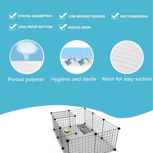 Guinea Pig Pee Pads, Disposable Rabbit Cage Liners, Charcoal Odor Controlling Absorbent Waterproof Pee Pads for Hamster, Bunny, Ferret, Chinchilla and Other Small Animals (24" x 18", 50 PCS) - size: 23.6" x 17.7" - 50PCS