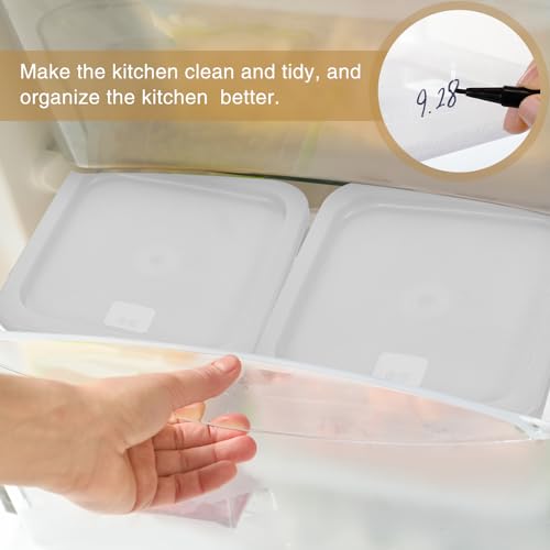 FoldTier 2 Pieces Square Food Storage Containers Polycarbonate Clear food Container with Lid Commercial Storage with Graduations for Commercial Kitchen Dough Marinating Meat(White,6 Qt) - color: White, size: 6 Qt