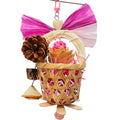 Bird Toys Foraging Shredder Hanging Toys Rope Perch with Bell Parakeet Toy Parrot Swing Climbing Standing Toys Bird Cage Accessories for Conure Cockatiel Budgies Lovebird, Pink - color: Pink