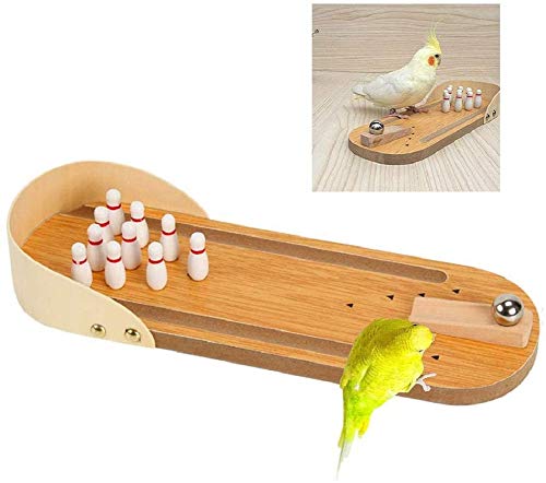 Litewoo Bird Training Toy Mini Bowling Wooden Parrot Desktop Intelligence Training Game for Parakeet Cockatiel Conure Lovebird Budgie Finch Cockatoo African Grey - color: Educational Bowling Toy