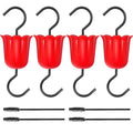 Ant Moat for Hummingbird Feeders, 4 Pack 4 OZ Ant Guard | Fits hummingbird & oriole feeders, Features leakproof red flower design, Includes durable hooks & cleaning brushes