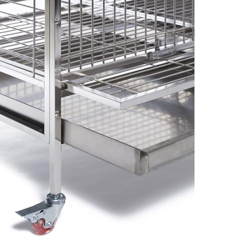 Prevue Pet Products Imperial Extra Large Stainless Steel Bird Cage | Big Birdcage Ideal for Parrots, Cockatoos, Macaws, Included Perch and Cups, Durable Cage with Wheels - size: 41.3"L x 27.9"W x 73.8"H