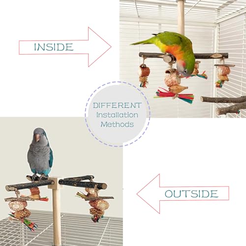 Bird Chew Toys Parrot Rotating Toys, Interactive Bird Cage Toys for Small Medium Birds, Durable Chewing Gnawing Beak Trimming Toys for Parakeet Cockatiel Conure Budgie Lovebird