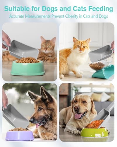 2 Cup Dog Food Scoop(2 Pack), Plastic Pet Food Scoop with Measuring Lines for Accurate Pet Food Portions,Dishwasher Safe (Gray) - color: Gray