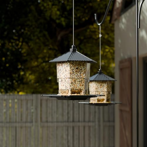 Hopper Bird Feeders for Outdoors Hanging,Black 455