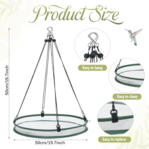 FoldTier 2 Pieces Universal Wild Bird Seed Catcher Hanging Hoop Platform Bird Seed Catcher Tray for Hummingbird Feeders Bee Feeder Outdoor Garden Accessories (20 Inch) - size: 20 Inch