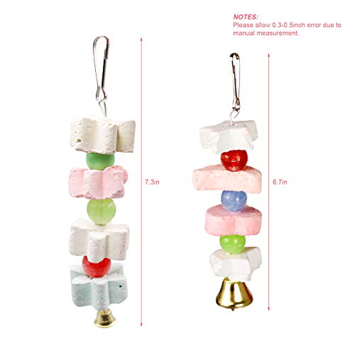 3Packs Parrot Chewing Toy Beak Trimmer Calcium Stone with BellParrot for Cockatiel Conure African Grey Amazon Parrots Parakeet Cockatiel Bird (Style-2)