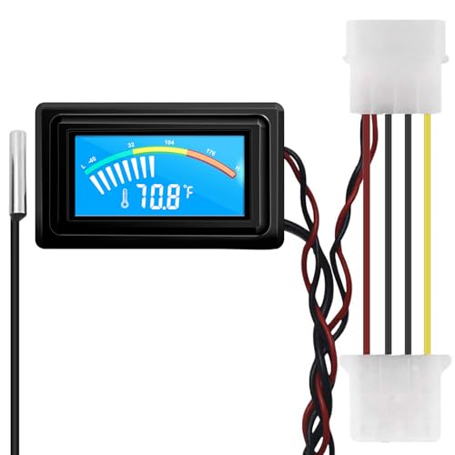 KETOTEK Digital Thermometer Temperature Meter Gauge Waterproof Sensor Probe Aquarium Car PC case Incubator Temp Meter 4 Pin Power Supply Celsius/Fahrenheit LCD Display - style: 4 Pin Interface