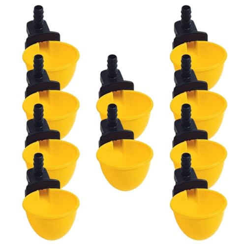 GAUN Automatic Chicken Waterer Cups – 10 Pcs Poultry Watering Kit for Pigeons, Birds, Chickens, Quail – Easy Hydration System with Dispenser for Coops and Cages - size: drinkers 10