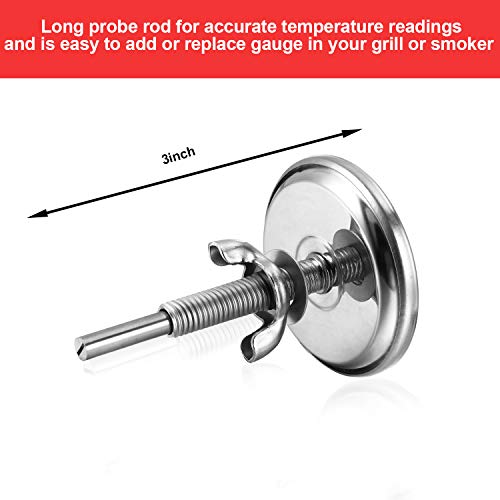 Frienda 3 Packs Charcoal Grill Temperature Gauge Thermometer Gauge Wood Barbecue Charcoal Grill Thermometer Heat Indicator for Lamb Beef Meat Cooking, 2-3/8 Inch Dial and 2-7/8 Inch Stem - style: Contemporary