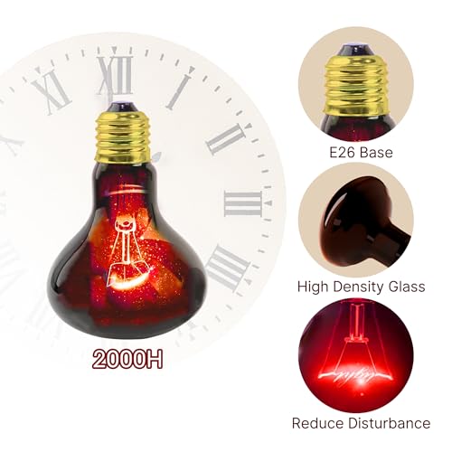 60W Infrared Red Reptile Heat Lamp Bulb, Basking Spot Light | Red Heat Emitter, Provides Gentle Heating for Reptiles, Bearded Dragons, Lizards, Snakes & Terrariums, E26 Base, 2-Pack - color: Red-infrared Heat Lamp, size: 60 Watts