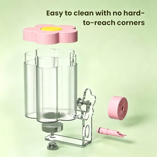 8.4 Oz No Mess Bird Water Feeder, Auto Parrot Cage Water Dispenser (Pink) | Magnetic Mount, Drip-Free, Easy Top Refill, Mount Inside or Outside Cage, for Parakeets Cockatiels Budgies Lovebirds Canary - color: Pink