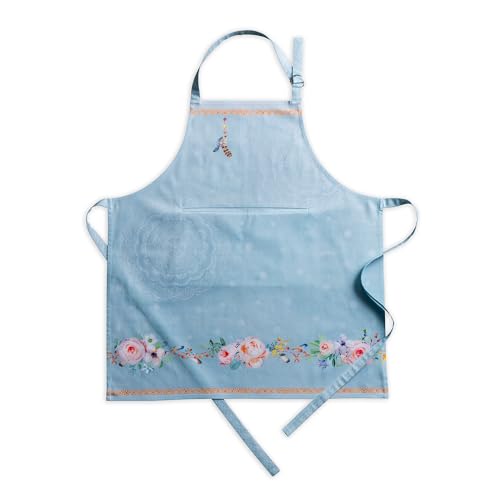 Maison d' Hermine Aprons for women with Pocket 100% Cotton (27.50"x31.50") | Adjustable Neck Strap & long ties Apron Men Chef Wedding Cooking Gardening Server Maid - color: 028 - Ibiza - Blue