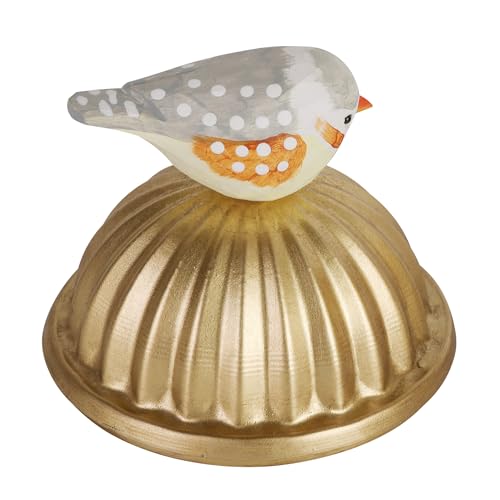 Gold Candy Jar Kitchen Canister, with Wood Bird Handle | for Countertop, Decorative Dog Treat Storage